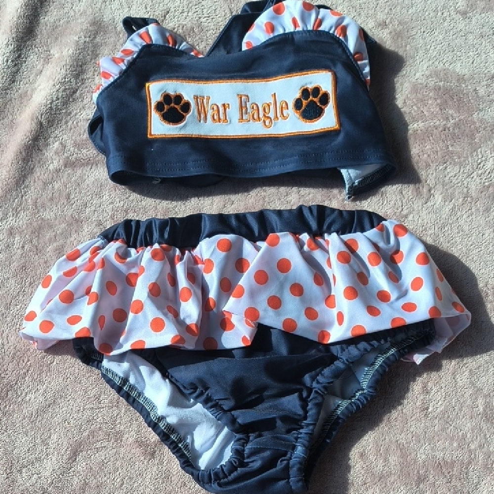 War Eagle Navy and Polka Dot Bikini Set